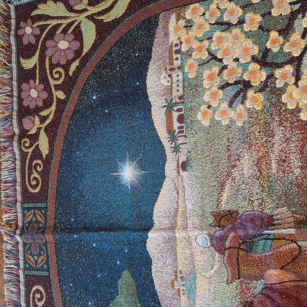 Vintage Three Wise Men Multi-Colour Tapestry Lightweight Throw Blanket - Holiday - Picture 4 of 7